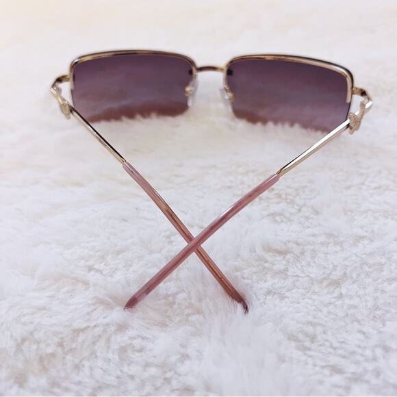 Delia Dark Purple Rimless Butterfly Accent Sunglasses - Picture 9 of 9